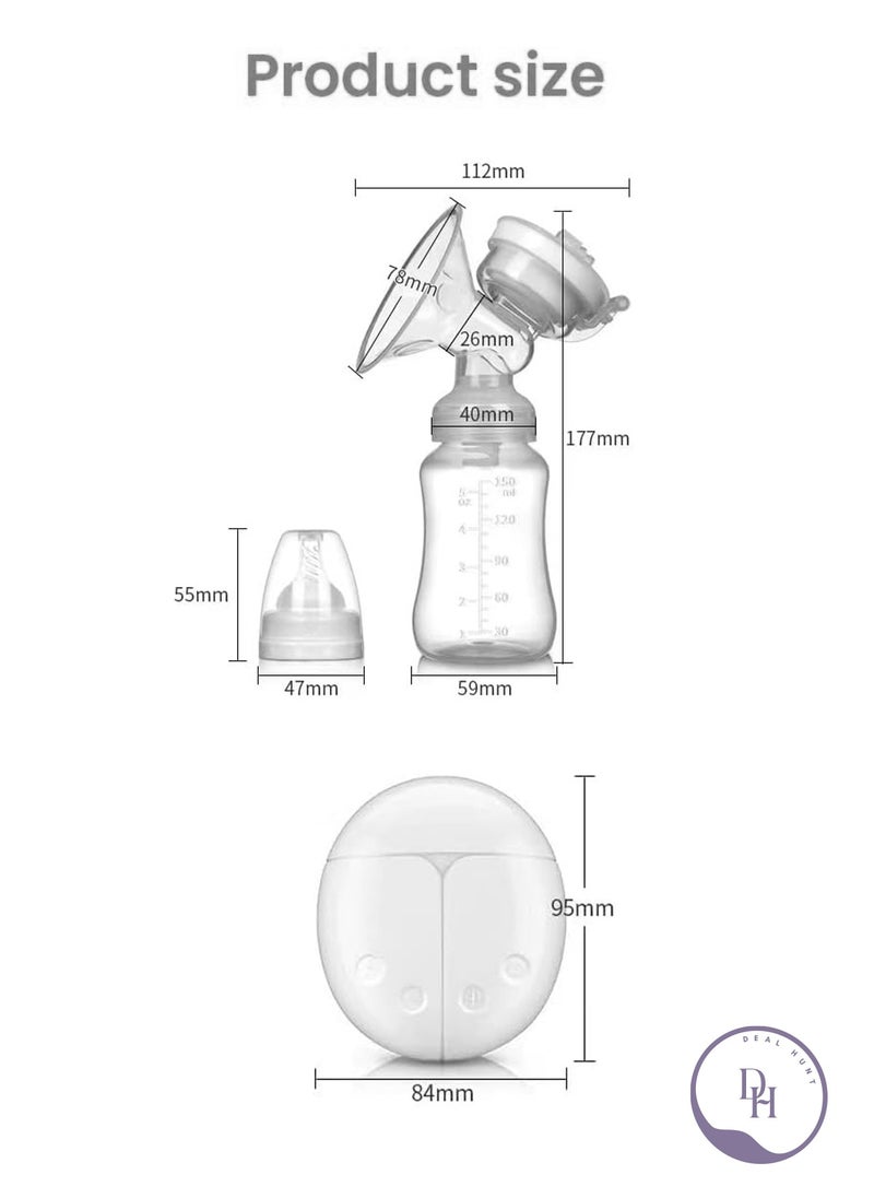 DEAL HUNT DEAL HUNT Double Electric Breast Pump, BPA-Free, Portable USB-Powered Dual Pump with Adjustable Suction & Massage, Anti-Backflow Design, Quiet & Lightweight, 2 x 150ml Milk Bottles  - Image 3