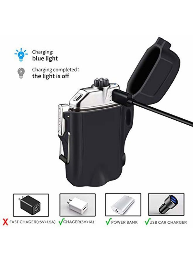 SUPRUS Waterproof Lighter 3 Modes of Flashlight Windproof Lighter Dual Arc Electric Lighters Rechargeable Dual Arc Plasma Lighter with Survival Emergency Whistle and Lanyard - Image 2