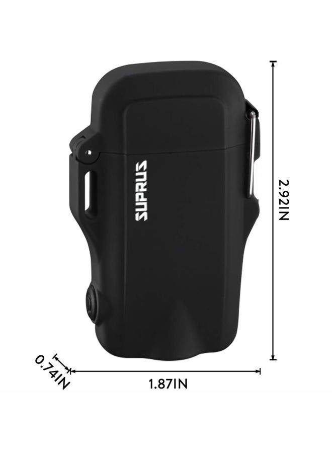 SUPRUS Waterproof Lighter 3 Modes of Flashlight Windproof Lighter Dual Arc Electric Lighters Rechargeable Dual Arc Plasma Lighter with Survival Emergency Whistle and Lanyard - Image 4