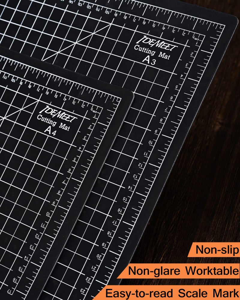 Idemeet Density-upgraded 18"x12" Self Healing Cutting Mat, Idemeet Rotary Sewing Mat for Crafts, 5-Ply Blade Table Protector Cut Board for Fabric Leather Cutting Quilting Modeling Hobby Project, A3, Black - Image 4