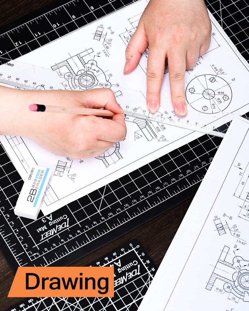 Idemeet Density-upgraded 18"x12" Self Healing Cutting Mat, Idemeet Rotary Sewing Mat for Crafts, 5-Ply Blade Table Protector Cut Board for Fabric Leather Cutting Quilting Modeling Hobby Project, A3, Black - Image 5