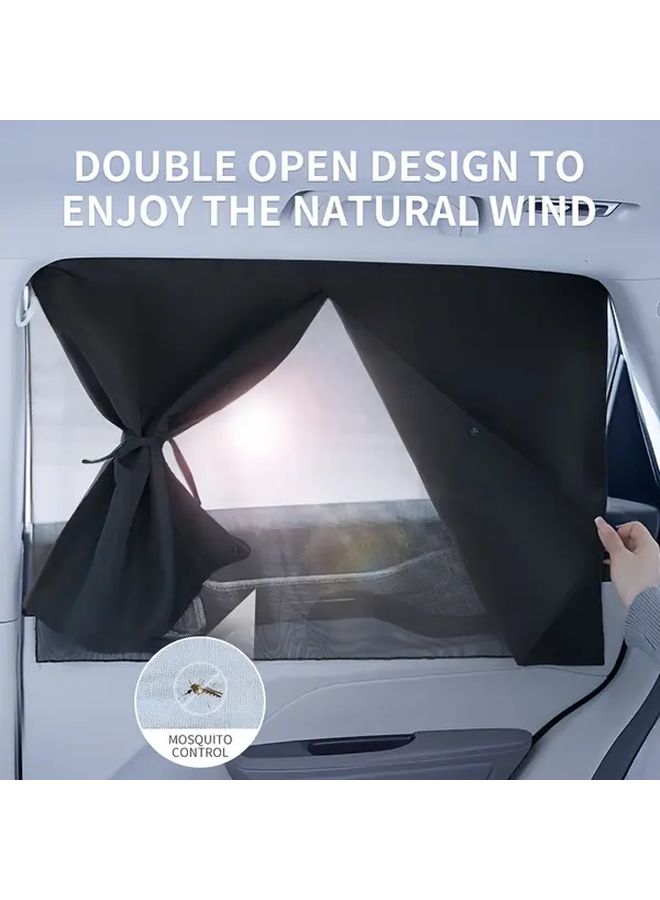 Double Layer Magnetic Car Sunshade Thermal Insulating UV Resistant Black 2pcs - Image 4