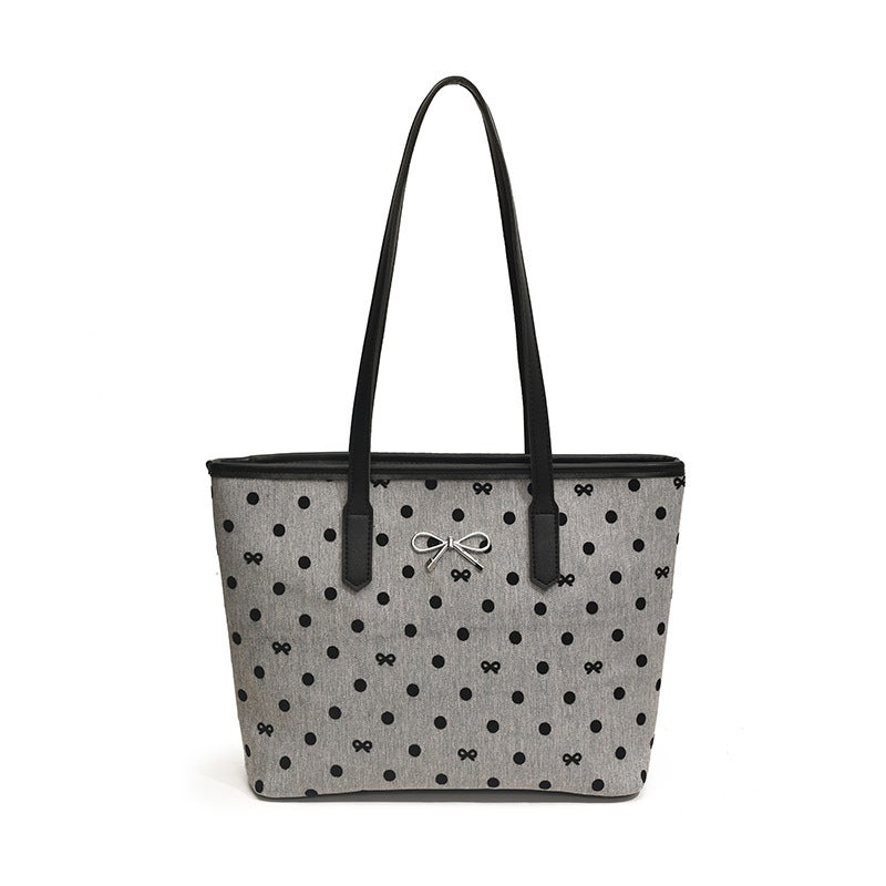 Simple Bow Large Capacity Tote Bag Women'S Fashionable Love Armpit Shoulder Bag Portable Commuter Bag - Image 1