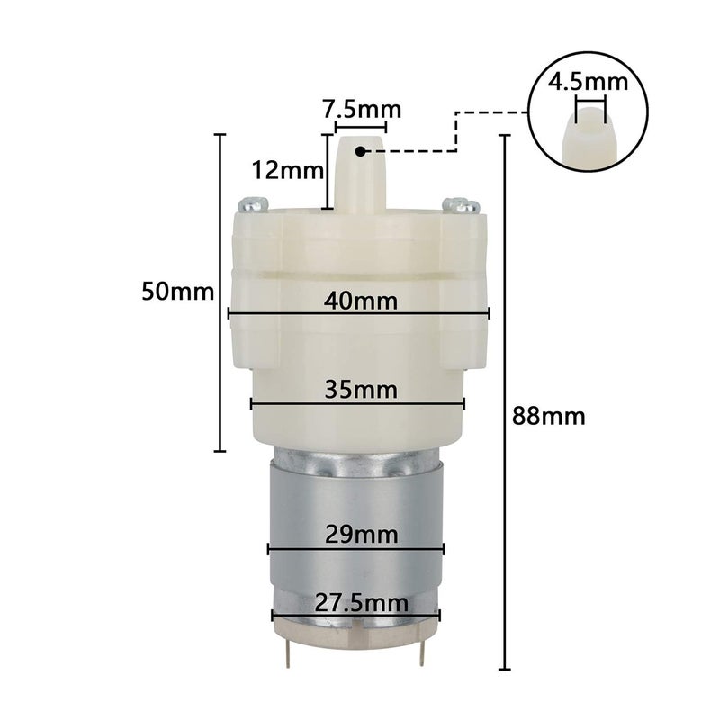 Electrobot R365 DC 12V Pneumatic Diaphragm Water Pump Motor with 1M Silicon Hose for Efficient Water Transfer in Various Applications - Image 3