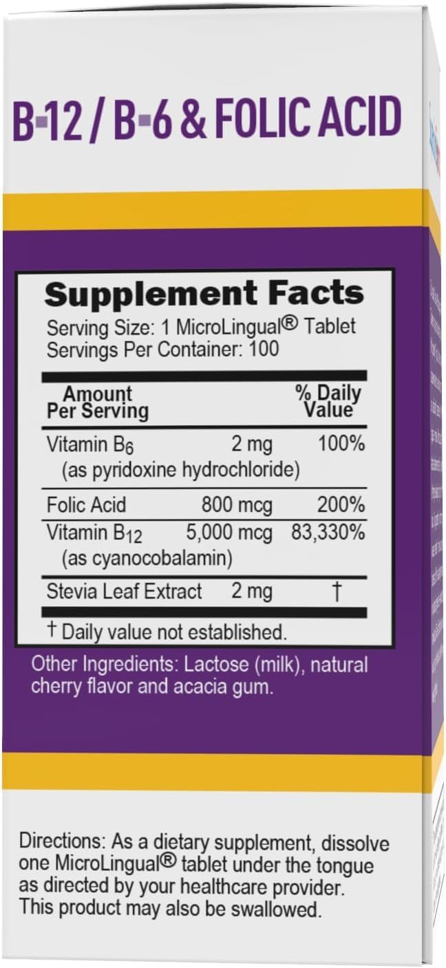Superior Source فيتامين ب12 سيانوكوبالامين 5000 ميكروغرام ب6 حمض الفوليك 800 ميكروغرام دعم صحة الدماغ والقلب يساعد في مستويات الطاقة الطبيعية 100 قرص قابل للذوبان تحت اللسان - Image 4