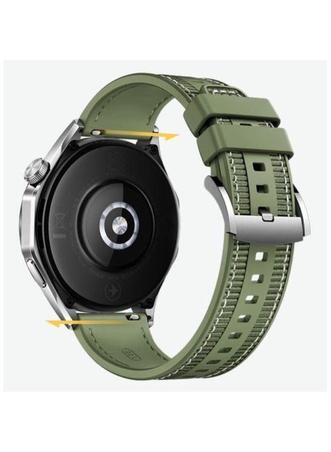 سوار ساعة هواوي GT6 مقاس 46 مم 2026 مصنوع من النايلون المضفر والسيليكون المركب، لون أخضر زيتوني - Image 1