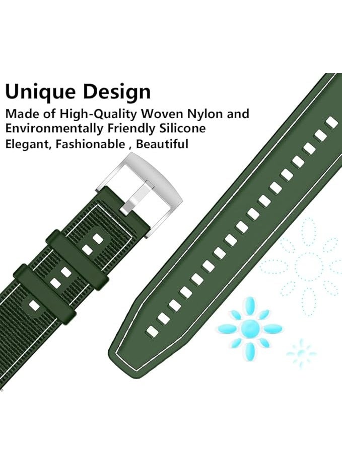سوار ساعة هواوي GT6 مقاس 46 مم 2026 مصنوع من النايلون المضفر والسيليكون المركب، لون أخضر زيتوني - Image 2