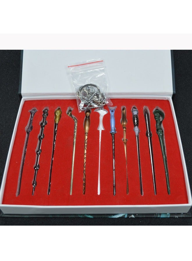 13-Piece Harri Potter Magic Wand Set Kit With Necklace Keychain - Image 1
