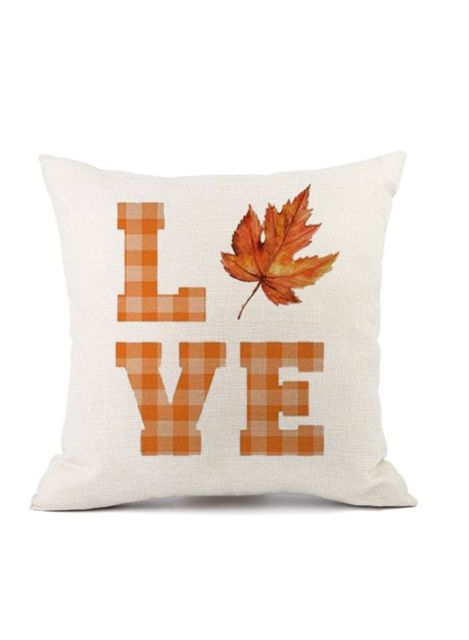 إسكدنيا غطاء وسادة مطبوع بكلمة Love أبيض/برتقالي 45x45سم
