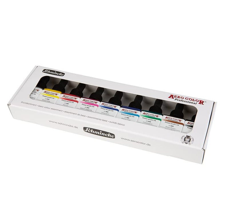 Schmincke - AERO COLOR Professional BASIC colors, 9 x 28 ml, 81 108 097, fine liquid and highly lightfast acrylic colors, airbrush, acrylic painting, mixed media techniques, acrylic ink. - Image 4