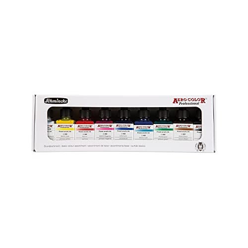 Schmincke - AERO COLOR Professional BASIC colors, 9 x 28 ml, 81 108 097, fine liquid and highly lightfast acrylic colors, airbrush, acrylic painting, mixed media techniques, acrylic ink. - Image 1