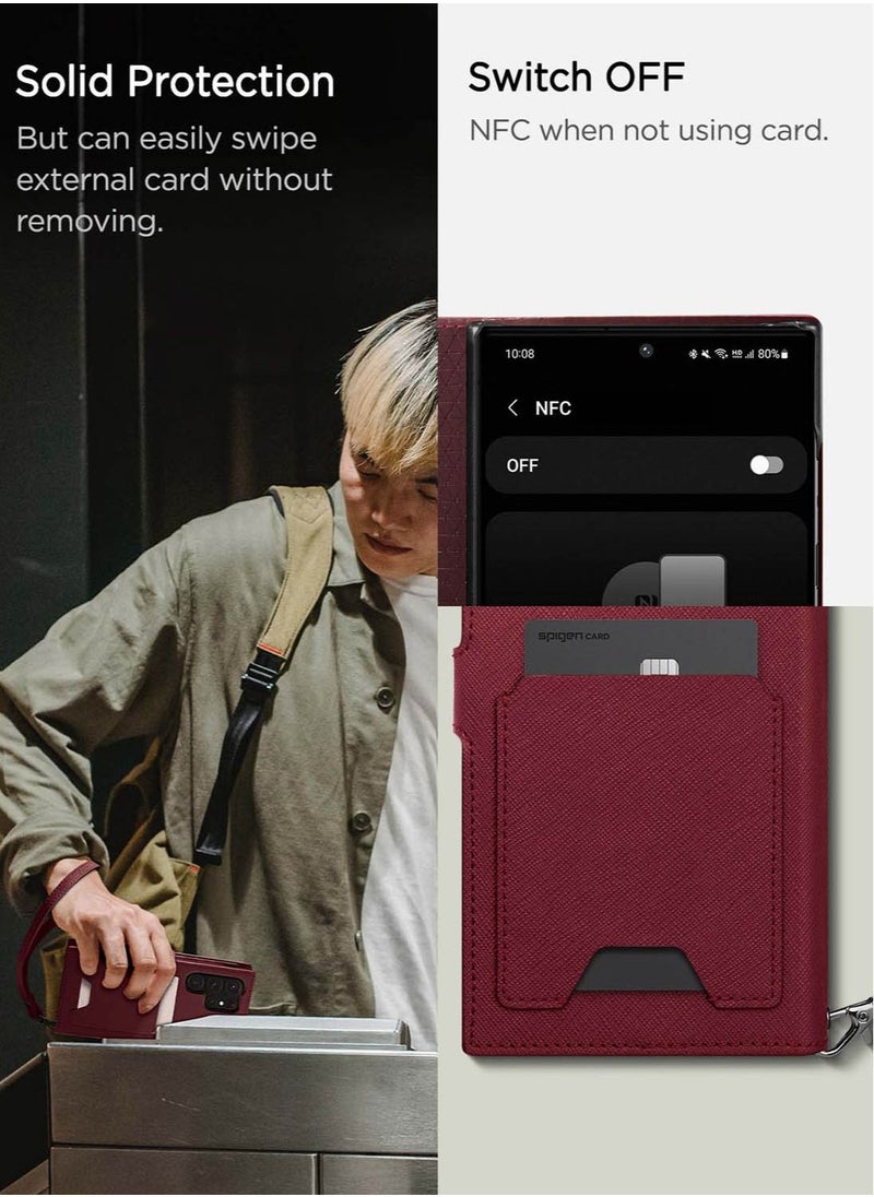 Spigen Wallet S Plus for Samsung Galaxy S23 Ultra Case Cover Folio [7 Card Slots + Cash compartment] - Burgundy  - Image 4