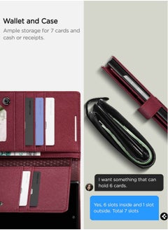 Spigen حافظة محفظة S Plus لهاتف Samsung Galaxy S23 Ultra Folio [7 فتحات للبطاقات + حجرة للنقود] - عنابي  - Image 3