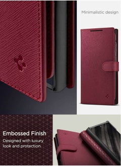 Spigen حافظة محفظة S Plus لهاتف Samsung Galaxy S23 Ultra Folio [7 فتحات للبطاقات + حجرة للنقود] - عنابي  - Image 2