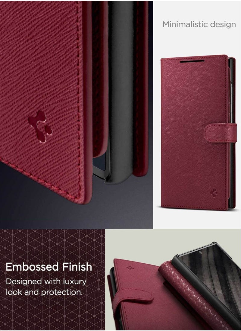 Spigen Wallet S Plus for Samsung Galaxy S23 Ultra Case Cover Folio [7 Card Slots + Cash compartment] - Burgundy  - Image 2