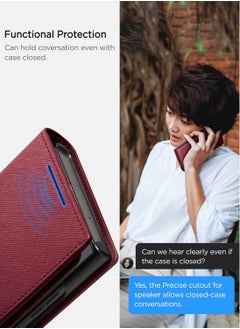 Spigen حافظة محفظة S Plus لهاتف Samsung Galaxy S23 Ultra Folio [7 فتحات للبطاقات + حجرة للنقود] - عنابي  - Image 5