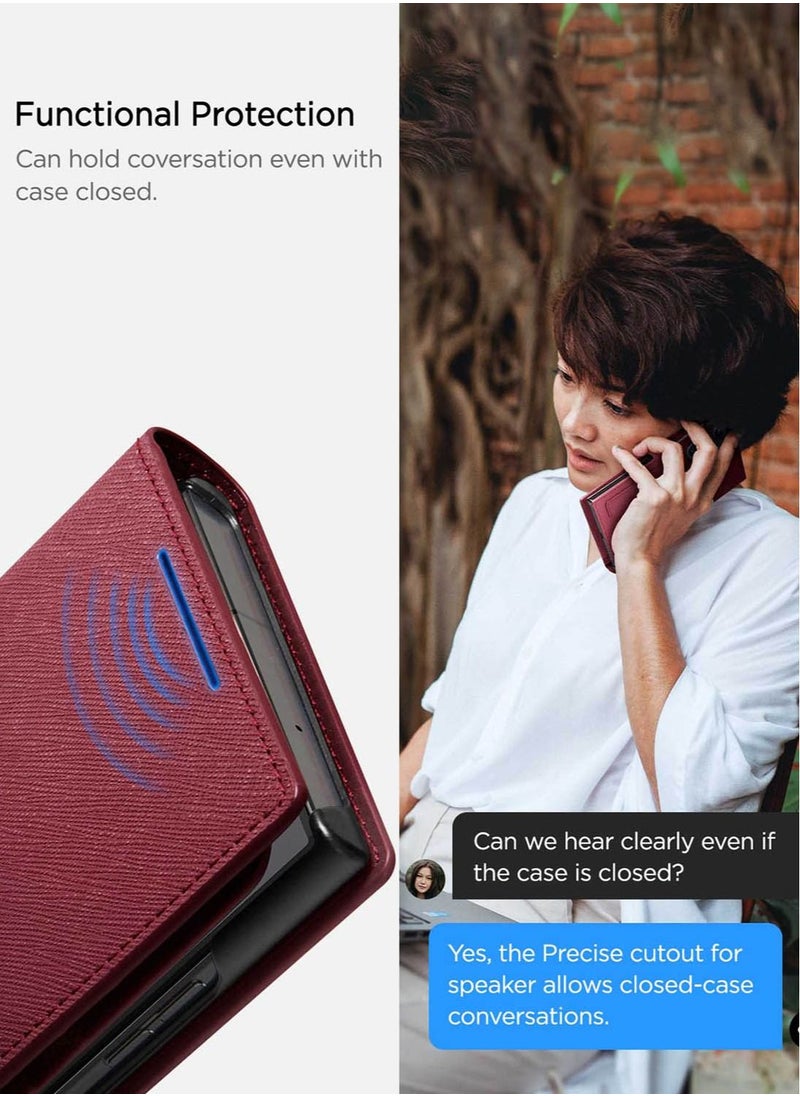 Spigen Wallet S Plus for Samsung Galaxy S23 Ultra Case Cover Folio [7 Card Slots + Cash compartment] - Burgundy  - Image 5