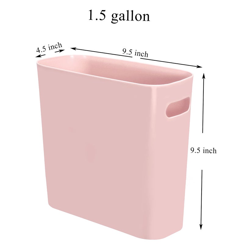 Youngever 1.5 Gallon Slim Trash Can, Plastic Garbage Container Bin, Small Trash Bin with Handles for Home Office, Living Room, Study Room, Kitchen, Bathroom (1 Pack Pink) - Image 2