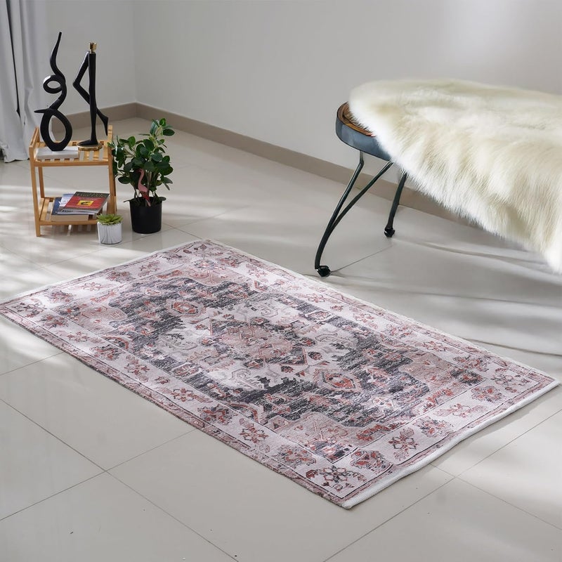 Eminence Home سجادة منطقة بوهو ناعمة قابلة للغسل من إميننس هوم، 90×150 سم - سجادة شنيل متعددة الألوان - Image 2