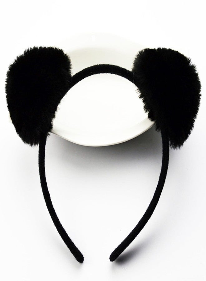 WLBON 2 Pcs Halloween Cat Ears Headband Panda Ears Hair Hoops Bands Animal Headpiece Hairband Women Christmas Wedding Holiday Festival Parade Cosplay Dress Up Birthday Party Accessories Black White - Image 5