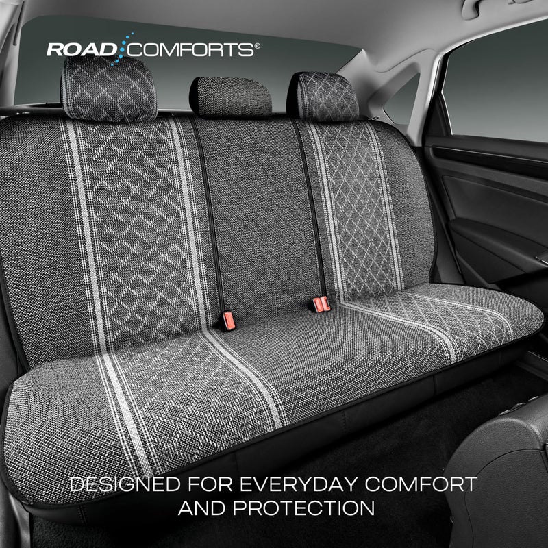 Road Comforts Baja Bench Seat Covers Grey Diamond Rear Blanket Seat Covers - Jacquard Fabric, Airbag Compatible, Universal Fits Car, Truck, SUV, and Vans - Image 3