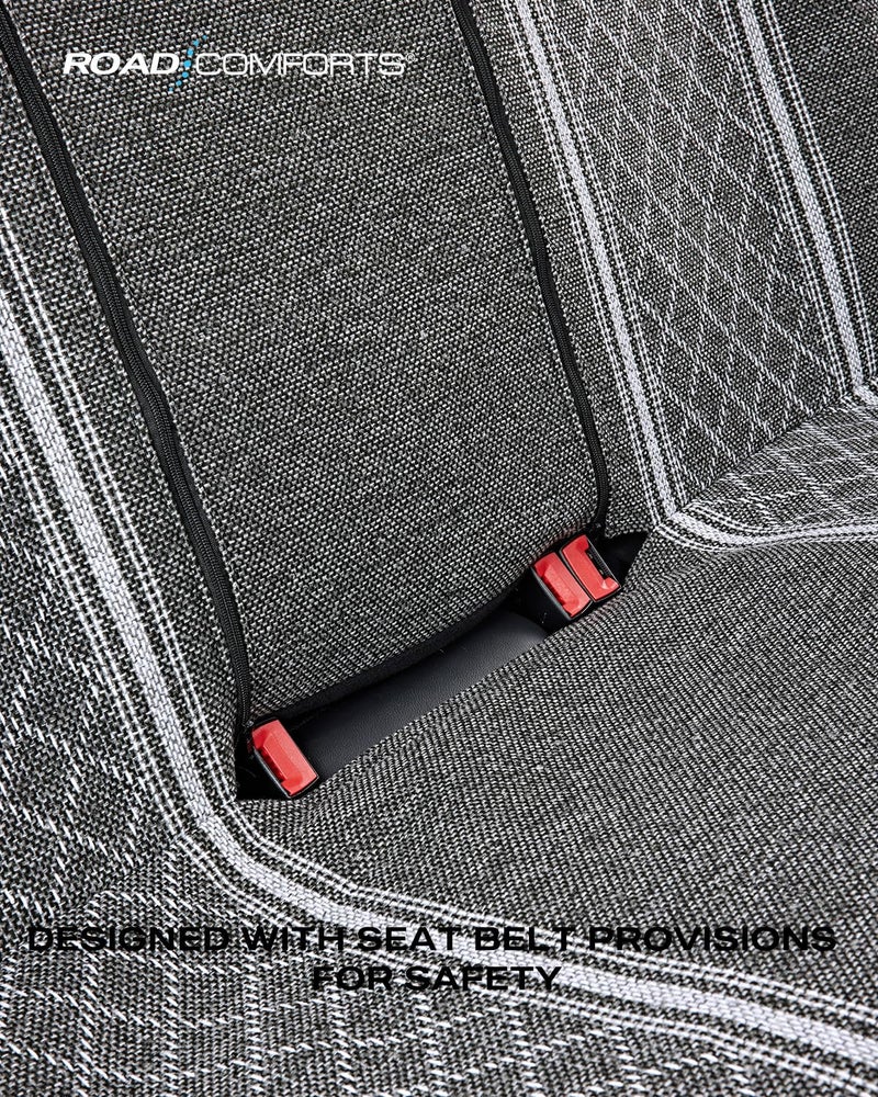 Road Comforts Baja Bench Seat Covers Grey Diamond Rear Blanket Seat Covers - Jacquard Fabric, Airbag Compatible, Universal Fits Car, Truck, SUV, and Vans - Image 4