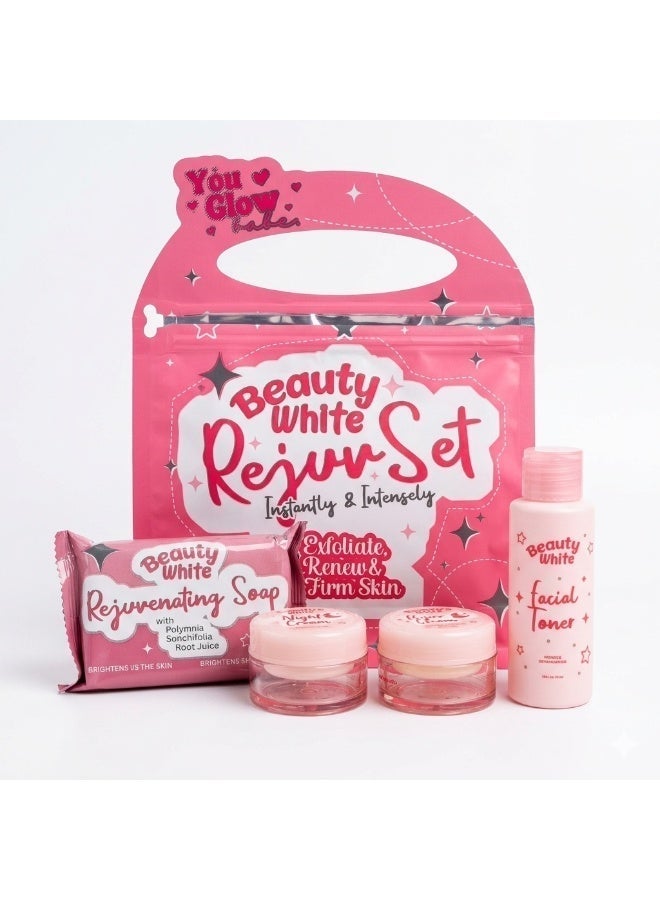 جلو مجموعة Beauty White Rejuv بالعناية بالبشرة مع النياسيناميد ونبق البحر – طقم لتفتيح وتجديد البشرة لعلاج آثار حب الشباب والعناية بالمسام - Image 3