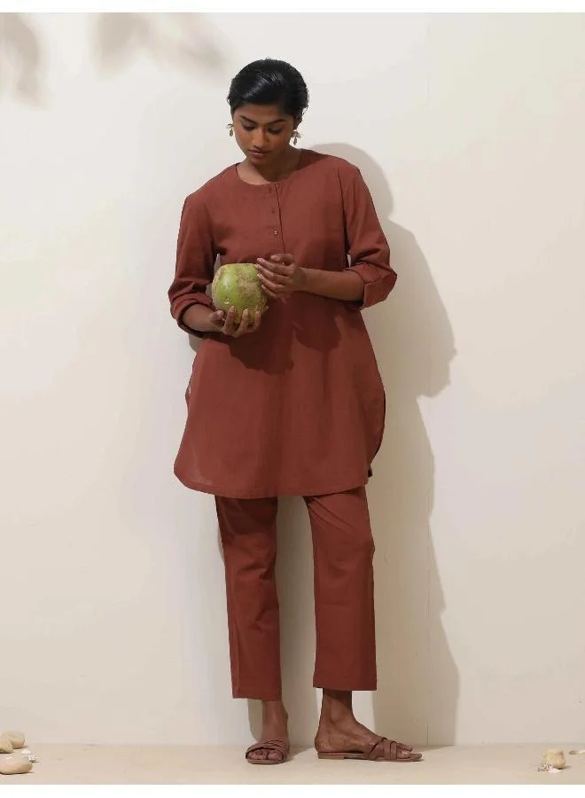 trueBrowns trueBrowns Brown Cotton Kurta Co-Ord Set