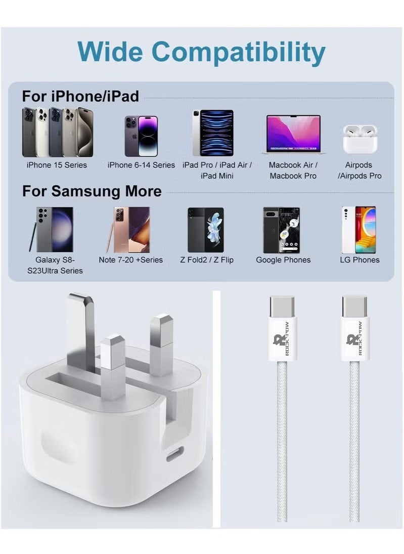 Rock Pow 35W GaN Charger for iPhone 16 15 Charger Fast Charging Type C Charger USB C Charger Block iPhone 16 Charger with 1M Cable for iPhone 16/16 Plus/16 Pro/16 Pro Max/iPhone 15/15 Pro Max/15 Plus/15 Pro/iPad Pro/AirPods Samsung Galaxy S24, S23, S22, S21, S20, Z Fold, Z Flip, 35W USB C Charger [GaN Tech] Compact Travel Power Adapter also for Huawei/Xiaomi, etc  - Image 2