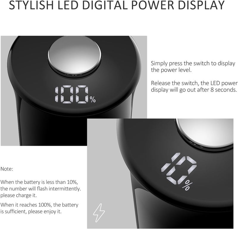 Zadelar Electric Salt and Pepper Grinder Set with LED Power Display,Larger Capacity Salt and Pepper Shakers Set Rechargeable Electric with Flexible Coarsenes,LED Light,One Hand Operation for Kitchen - Image 4