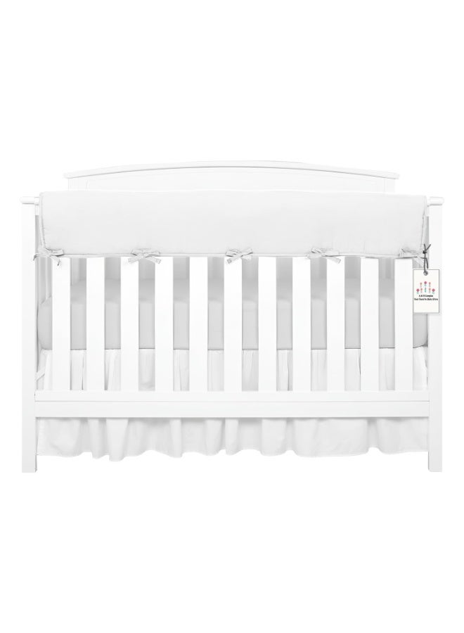 Crib Rail Guard Teeth Protector & Cover - Designed to Protect Baby’s Teeth | Fits Most Full Size Crib (Doesn’t Fit Mini Crib) | Soft Material Easy to Use, Clean, Durable  (White) - Image 1