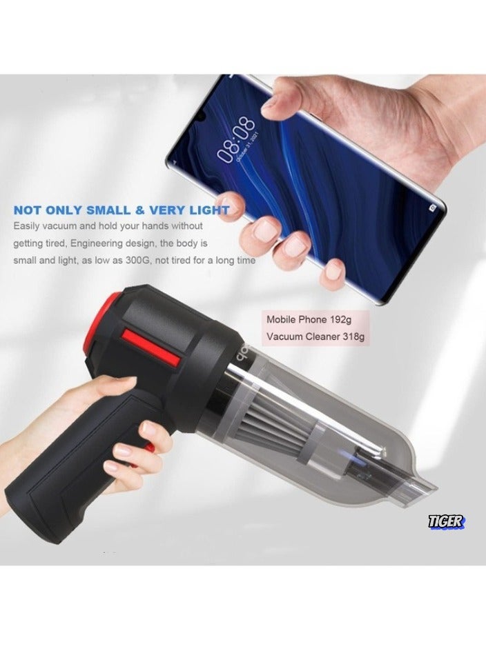 TIGER مكنسة كهربائية صغيرة بدون سلك – مكنسة محمولة خفيفة الوزن مع شفط 8000PA، قابلة للشحن عبر USB، متعددة الوظائف للاستخدام في المنزل، المكتب، السيارة، وإزالة شعر الحيوانات الأليفة - Image 2