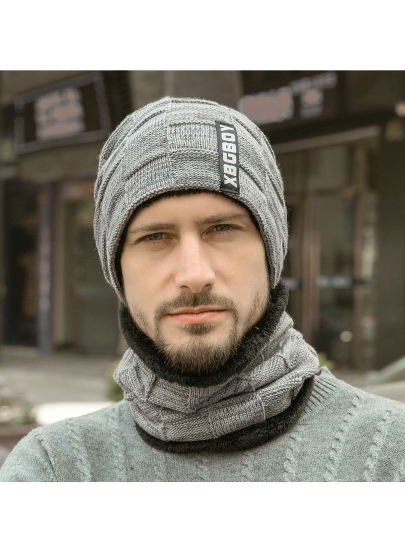 Loquat Winter Padded Set Cap Knitted Hat Scarf 2-Piece Set