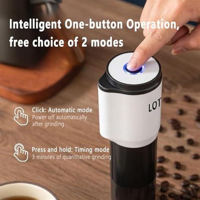 Azonee Electric Coffee Grinder Portable Coffee Bean Grinder Stainless Steel Conical Burr With Adjustable Setting Fine To Coarse Faster Grinding For Office Camping - Image 4