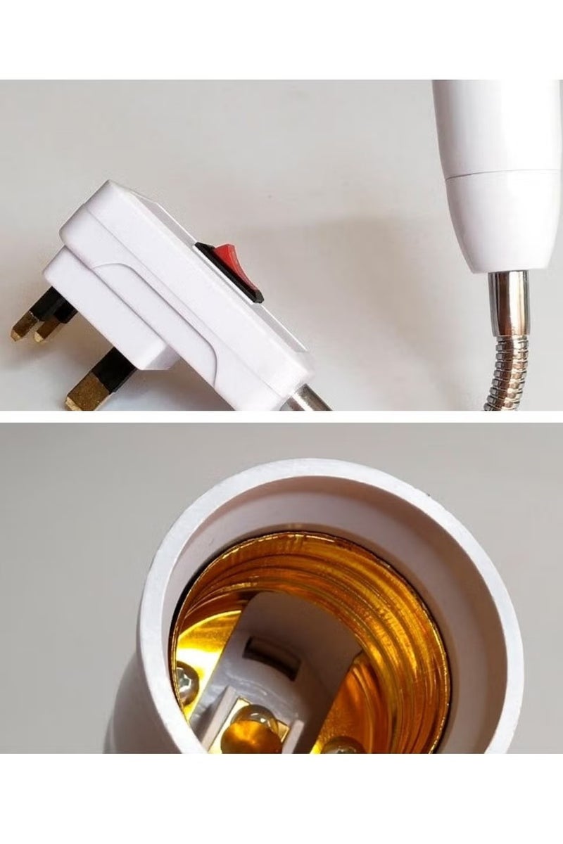 13A British Switch Lamp Holder British Standard Plug British Universal Extended Lamp Holder, E27 Screw Mouth Middle East Switch Lamp Control Switch, White - Image 5