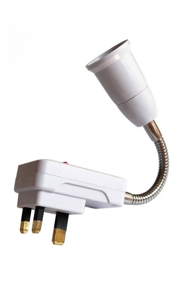 13A British Switch Lamp Holder British Standard Plug British Universal Extended Lamp Holder, E27 Screw Mouth Middle East Switch Lamp Control Switch, White - Image 1