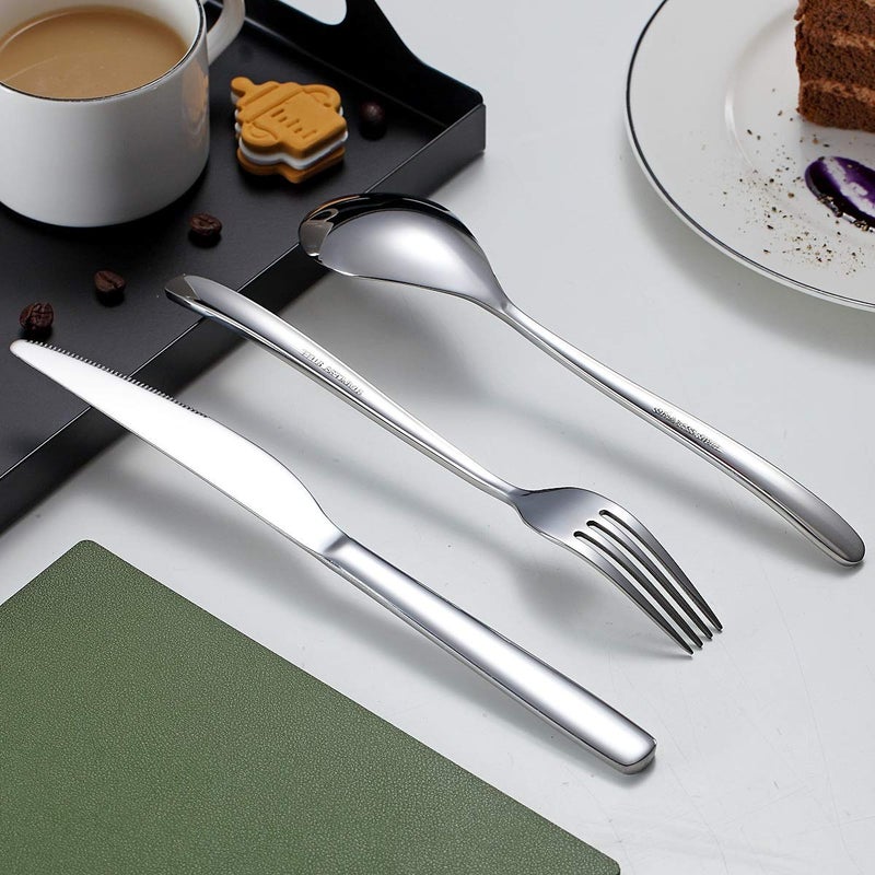 HOMQUEN Silverware Set 20 Pieces, Stainless Steel Flatware Set, Mirror Polish Cutlery Set, Utensil Sets Service Set for 4 (Silver) - Image 5