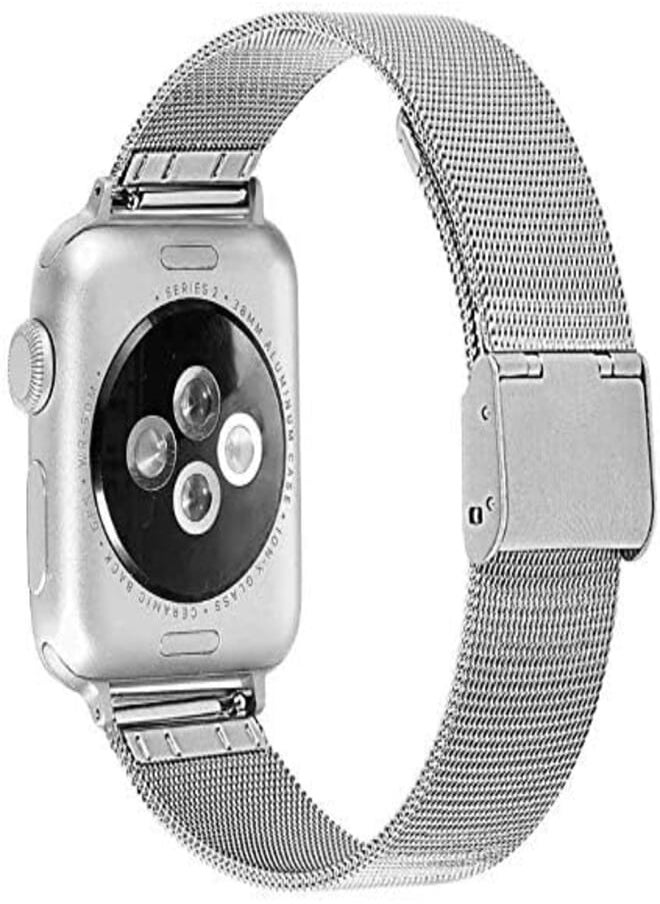 OR - Compatible with Apple Watch Band 38mm 40mm , Stainless Steel Mesh Loop Replacement Metal Bands Strap Wristband with Adjustable Buckle for iWatch Series 5/4/3/2/1 (Silver, 38mm/40mm) - Image 1