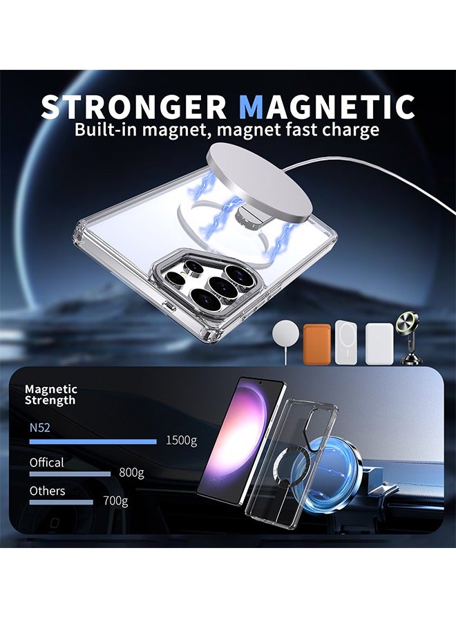 OLYSON Strong Magnetic & Seamless Stand for Samsung Galaxy S25 Ultra Case, Fit for MagSafe, Mil-Grade Drop Protection, Adjustable Kickstand for Samsung Galaxy S25 Ultra Case, Slim Clear - Image 2
