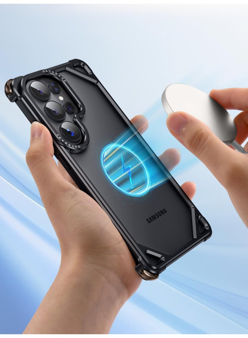 Oatsbasf for Samsung Galaxy S26 Ultra Case, No Back Design, Aluminum Metal Frame, 4 Corner Shockproof Protection, Black - Image 3
