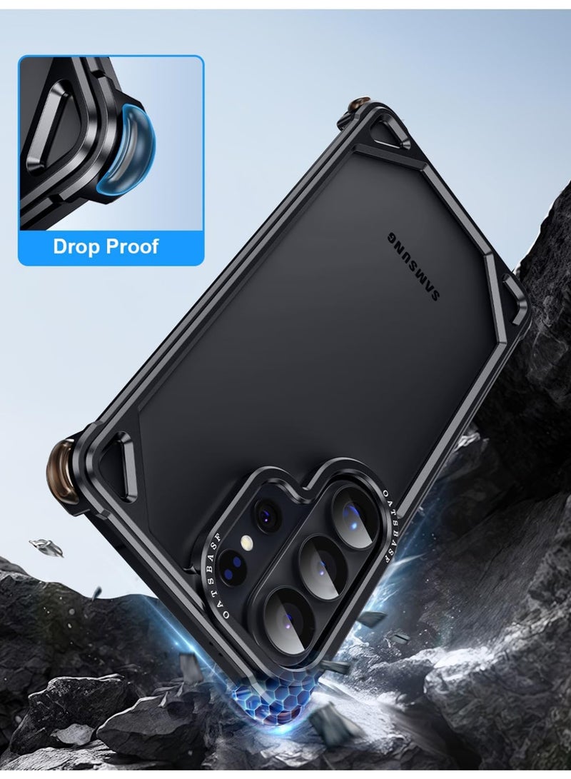 Oatsbasf for Samsung Galaxy S26 Ultra Case, No Back Design, Aluminum Metal Frame, 4 Corner Shockproof Protection, Black - Image 4