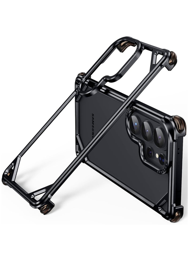 Oatsbasf for Samsung Galaxy S26 Ultra Case, No Back Design, Aluminum Metal Frame, 4 Corner Shockproof Protection, Black - Image 1