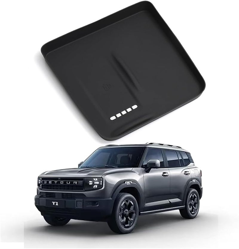 Zuooiec Center Console Wireless Charging Mat for Jetour T1 2025 2026, Carbon Fiber Pattern Wireless Charging Silica Gel Mat Decoration Interior Car Accessories - Image 1