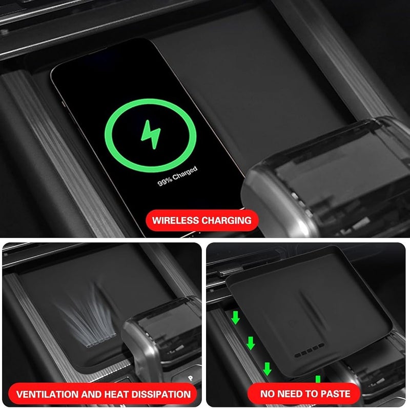 Zuooiec Center Console Wireless Charging Mat for Jetour T1 2025 2026, Carbon Fiber Pattern Wireless Charging Silica Gel Mat Decoration Interior Car Accessories - Image 3