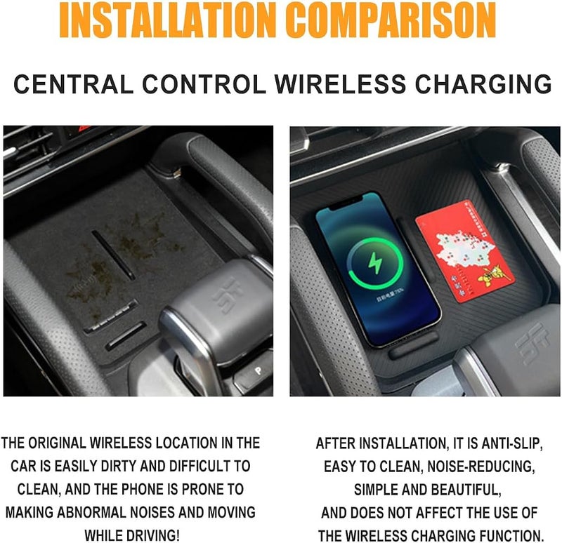 Zuooiec Center Console Wireless Charging Mat for Jetour T1 2025 2026, Carbon Fiber Pattern Wireless Charging Silica Gel Mat Decoration Interior Car Accessories - Image 2