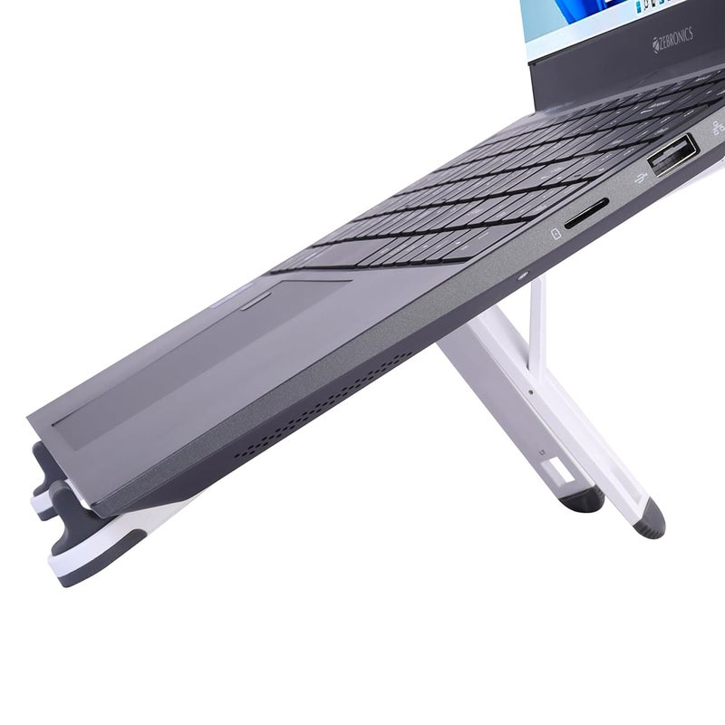 ZEBRONICS ZEBRONICS NS1200 Laptop Stand with X Foldable Design 7 Adjustable Levels AntiSlip Silicone Rubber Pads Supports up to 17inch Laptop Sizes 5kg Max Weight Ergonomic Design  - Image 2