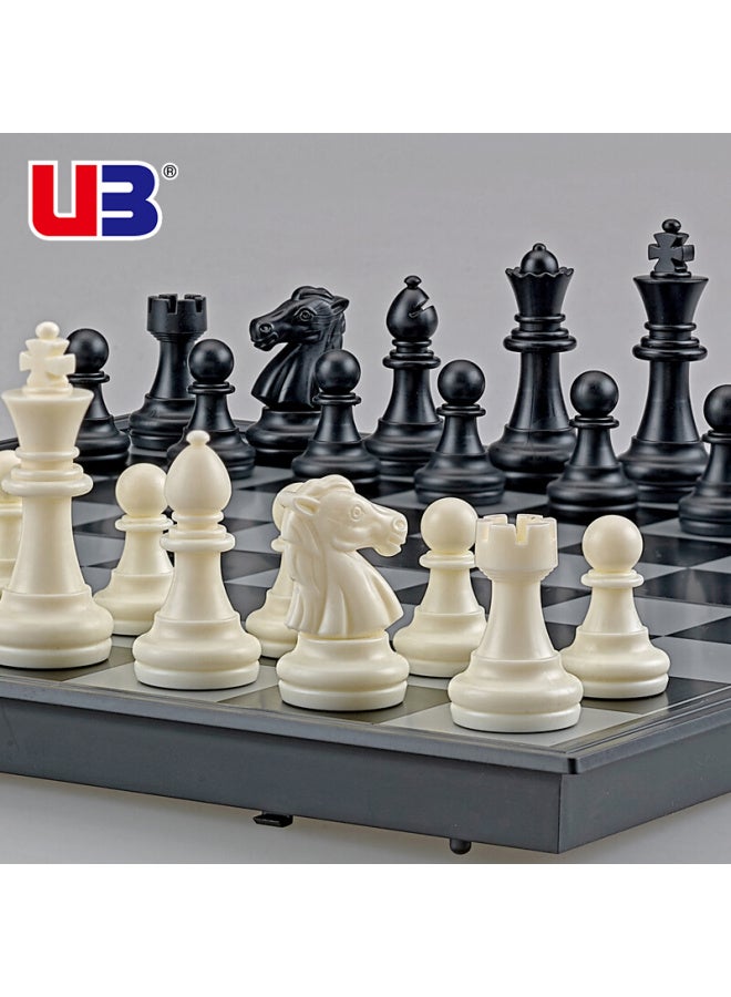 Ub International Chess Set, Black And White Magnetic Folding Portable, For Adults, Children, Students, Teaching Use, 4812b-c - Image 1