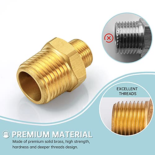 WEWE RV Faucet Adapter 1/2 to 3/8 Reducer WEWE Faucet Supply Line Adapter Brass 3/8 Compression Fitting Compatible with Water Pipe Connector 2 Pieces - Image 5
