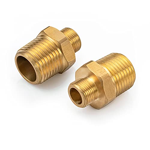 WEWE RV Faucet Adapter 1/2 to 3/8 Reducer WEWE Faucet Supply Line Adapter Brass 3/8 Compression Fitting Compatible with Water Pipe Connector 2 Pieces - Image 1