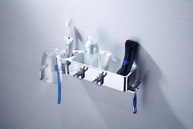 PERK P E R K Multi Function Tooth Brush Holder with Hooks ABSSS304 in New Concept Multi Purpose Series PERK Bathroom Accessories  - Image 4
